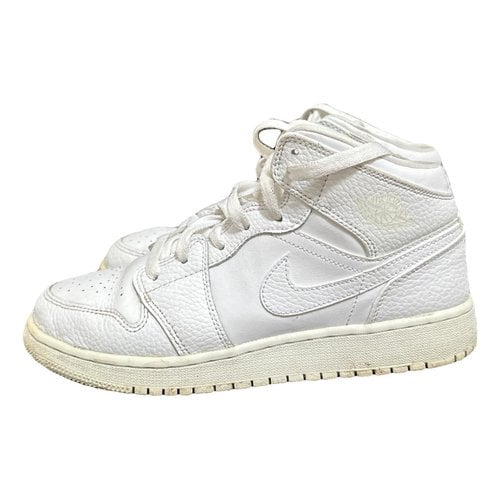 Pre-owned Jordan 1 Leather Trainers In White
