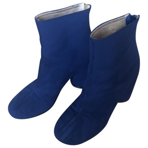 Pre-owned Maison Margiela Cloth Ankle Boots In Blue