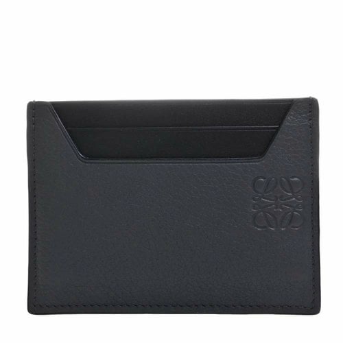 Pre-owned Loewe Leather Card Wallet In Grey