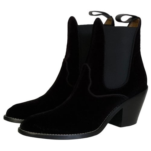 Pre-owned Chloé Velvet Boots In Black