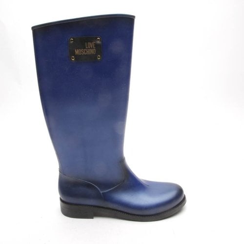 Pre-owned Moschino Love Cloth Boots In Blue
