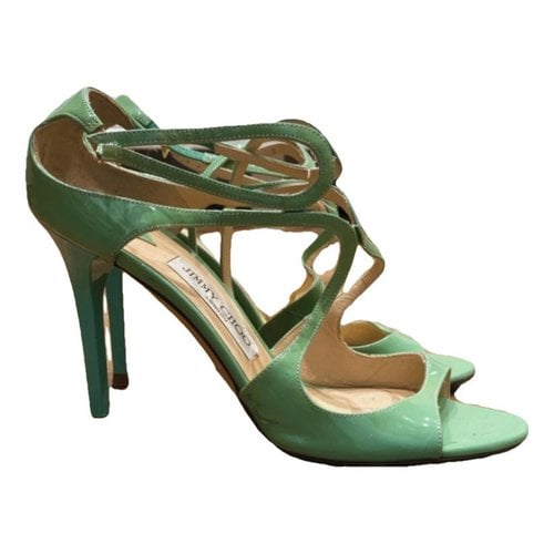 Pre-owned Jimmy Choo Lance Patent Leather Sandal In Green