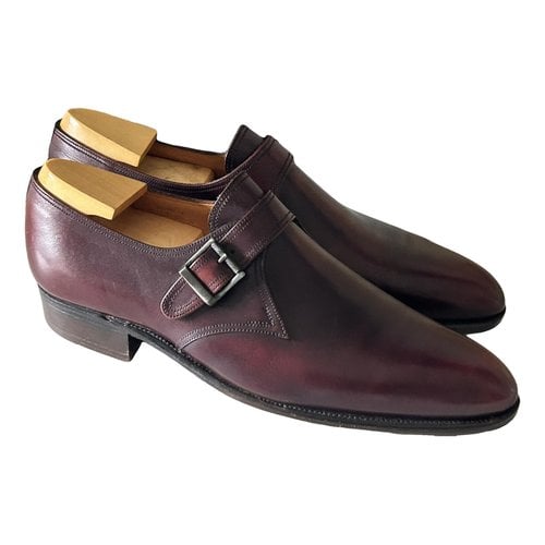Pre-owned Jm Weston Leather Lace Ups In Burgundy