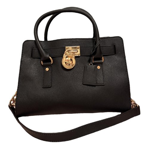Pre-owned Michael Kors Adele Leather Handbag In Black