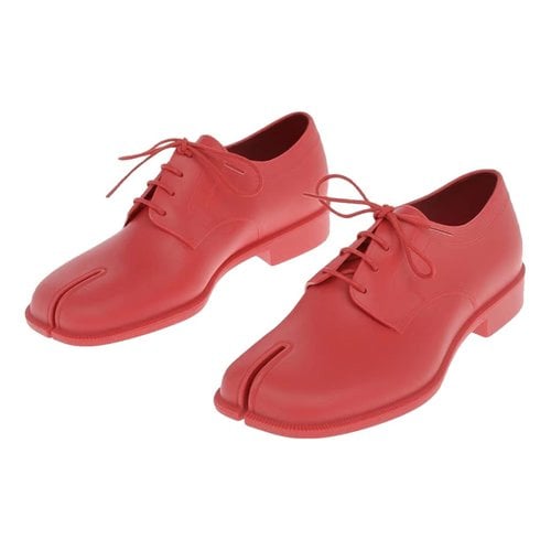 Pre-owned Maison Margiela Tabi Lace Ups In Red