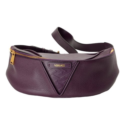 Pre-owned Versace Leather Crossbody Bag In Purple