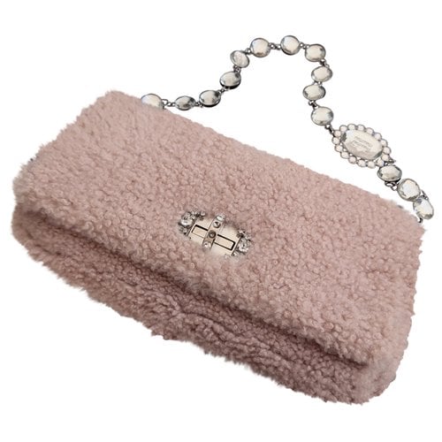 Pre-owned Miu Miu Miu Crystal Wool Handbag In Pink