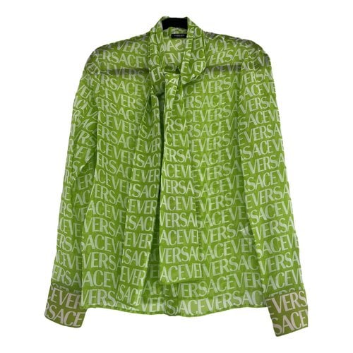 Pre-owned Versace Silk Blouse In Green