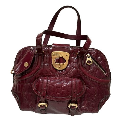 Pre-owned Alexander Mcqueen Patent Leather Handbag In Burgundy