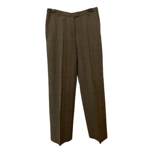 Pre-owned Dries Van Noten Wool Straight Pants In Brown