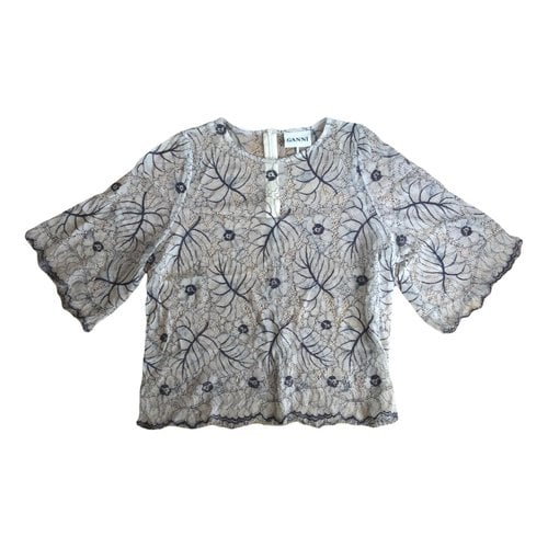 Pre-owned Ganni Lace Blouse In White