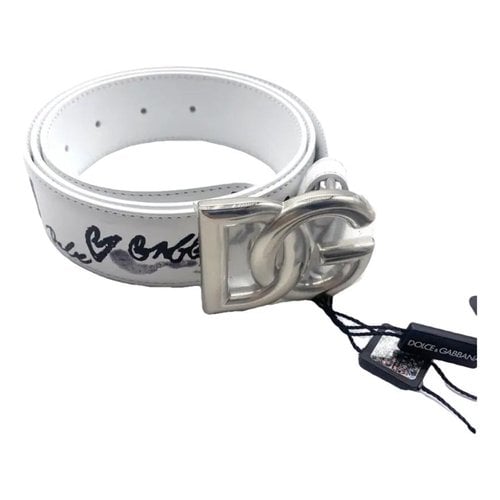 Pre-owned Dolce & Gabbana Leather Belt In White