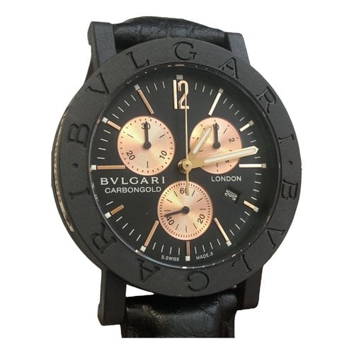 Pre-owned Bvlgari Carbon Gold Pink Gold Watch In Black