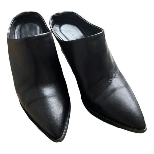Pre-owned Aeyde Leather Mules & Clogs In Black