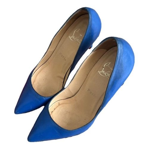 Pre-owned Christian Louboutin Pigalle Leather Heels In Blue