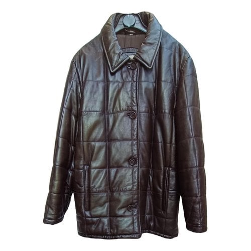 Pre-owned Mabrun Leather Biker Jacket In Brown