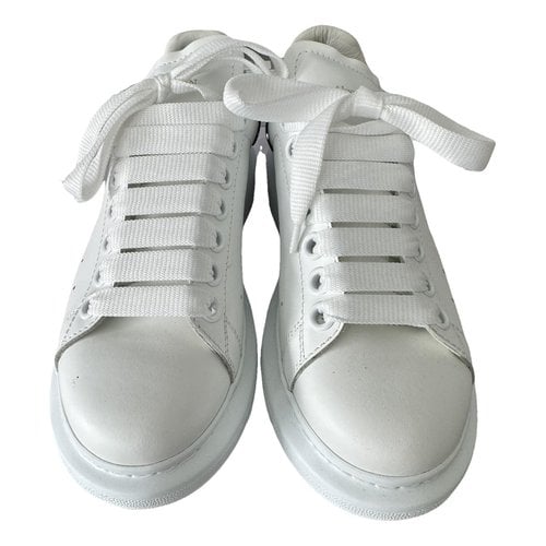Pre-owned Alexander Mcqueen Oversize Alligator Trainers In White