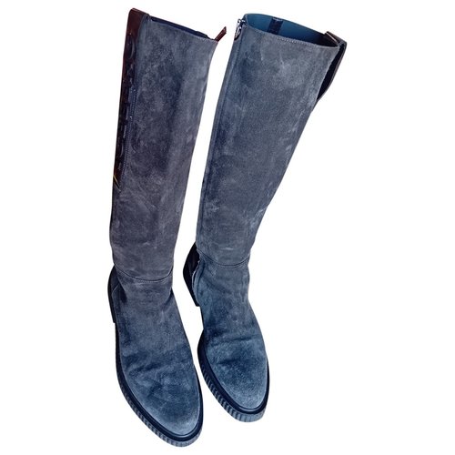 Pre-owned Iceberg Leather Riding Boots In Grey