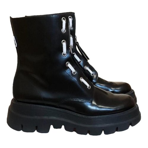 Pre-owned Msgm Leather Boots In Black