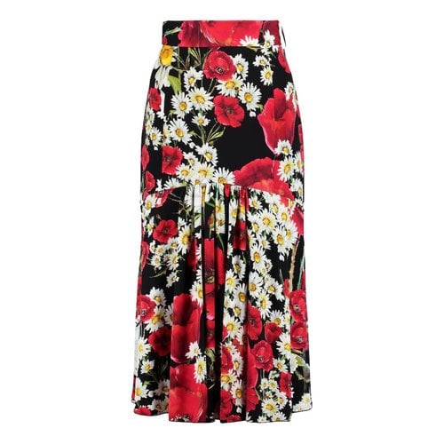 Pre-owned Dolce & Gabbana Silk Maxi Skirt In Red
