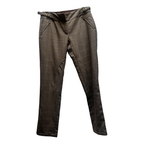 Pre-owned Marella Wool Straight Pants In Brown