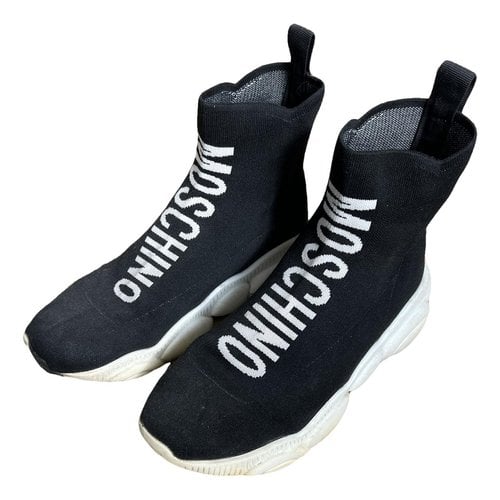 Pre-owned Moschino High Trainers In Black