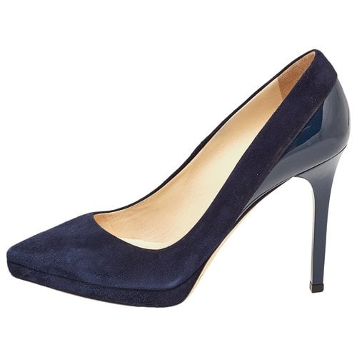 Pre-owned Jimmy Choo Patent Leather Heels In Navy