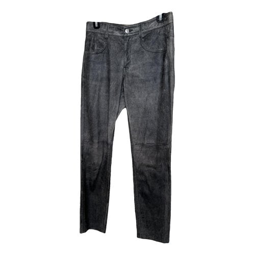 Pre-owned Isabel Marant Étoile Leather Straight Pants In Grey