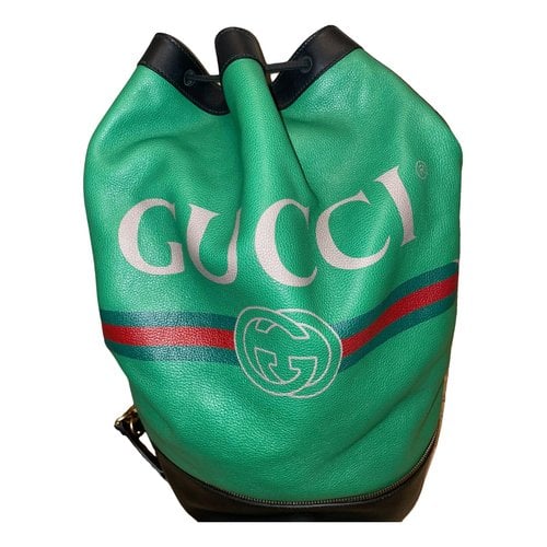 Pre-owned Gucci Leather Travel Bag In Green