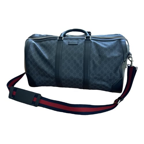 Pre-owned Gucci Leather Weekend Bag In Black