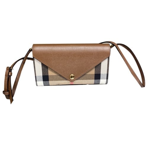 Pre-owned Burberry Tb Bag Leather Clutch Bag In Brown