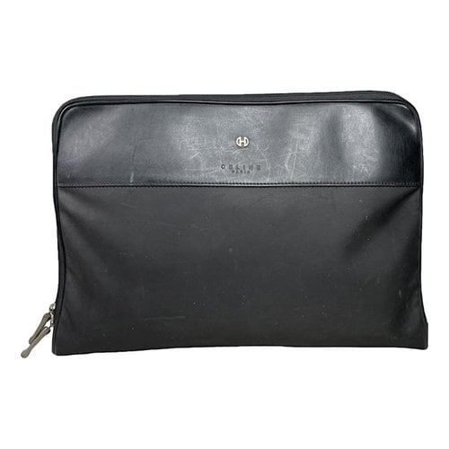 Pre-owned Celine Trio Leather Clutch Bag In Black