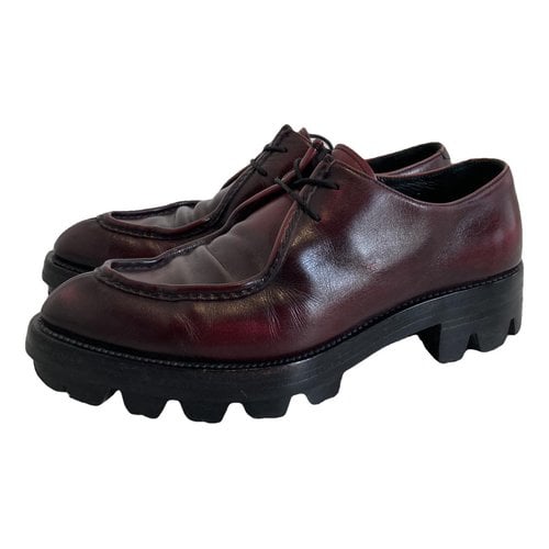 Pre-owned Gucci Leather Lace Ups In Burgundy