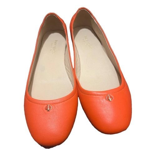 Pre-owned Kate Spade Leather Ballet Flats In Orange