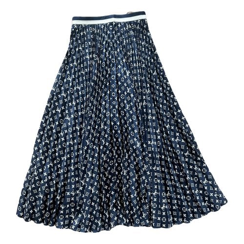 Pre-owned Louis Vuitton Silk Maxi Skirt In Blue