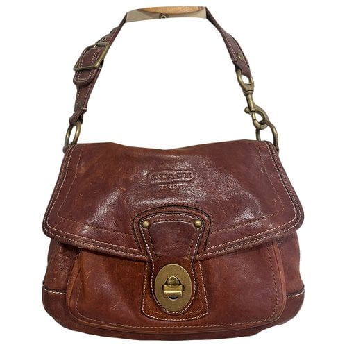 Pre-owned Coach Leather Handbag In Burgundy