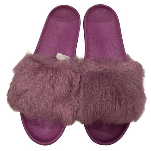 Pre-owned Ugg Faux Fur Sandal In Purple