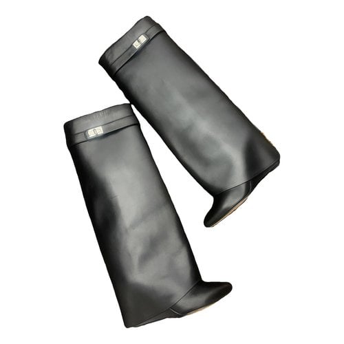Pre-owned Givenchy Shark Leather Boots In Black