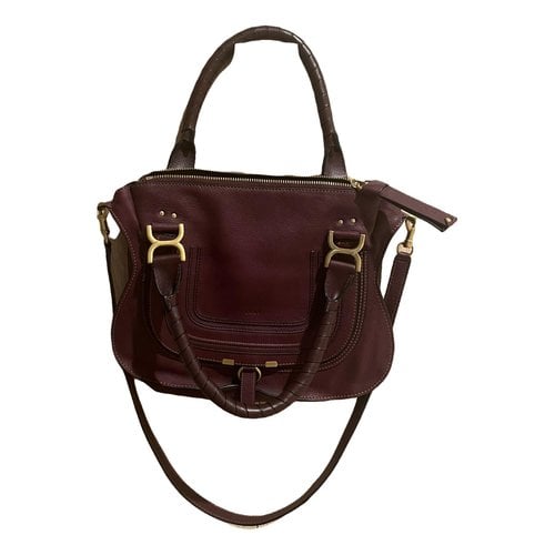 Pre-owned Chloé Marcie Leather Crossbody Bag In Burgundy