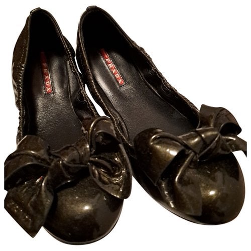 Pre-owned Prada Patent Leather Ballet Flats In Anthracite