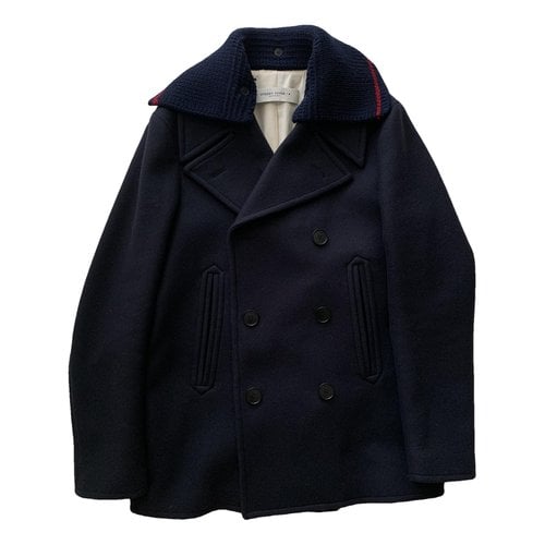 Pre-owned Golden Goose Wool Peacoat In Blue