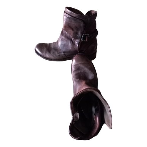 Pre-owned As98 Leather Boots In Brown