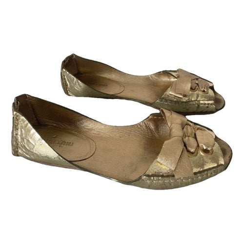 Pre-owned Miu Miu Leather Ballet Flats In Gold