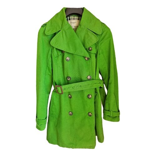 Pre-owned Burberry Trench Coat In Green