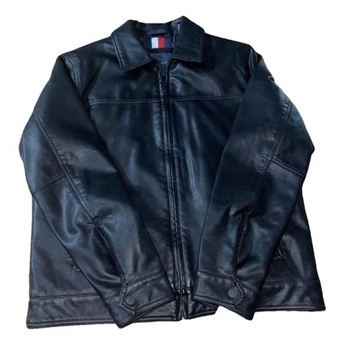 Pre-owned Tommy Hilfiger Leather Jacket In Black