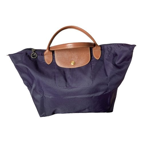 Pre-owned Longchamp Pliage Tote In Purple