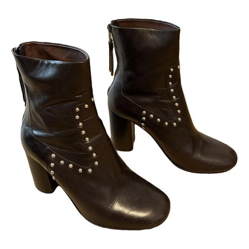 Pre-owned Allsaints Leather Biker Boots In Brown