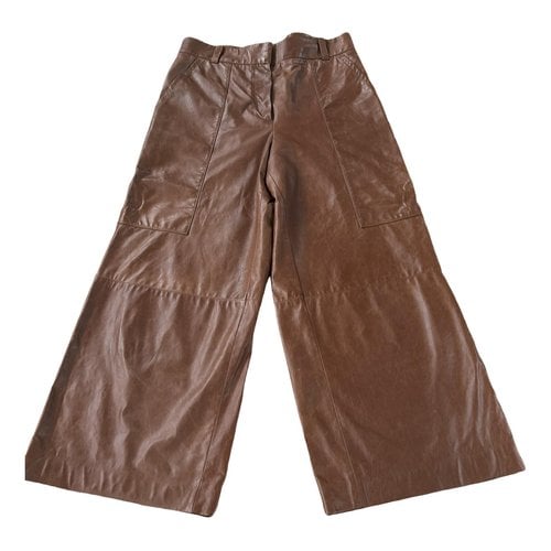 Pre-owned Brunello Cucinelli Leather Large Pants In Brown