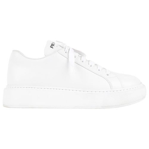Pre-owned Prada Leather Trainers In White