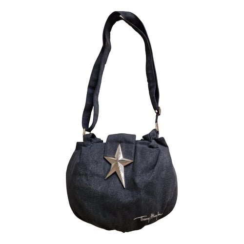 Pre-owned Mugler Linen Handbag In Black